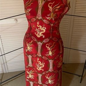 Dress on Fire!!! Red and gold brocade smoke show! Now 1/2 of!!!!!